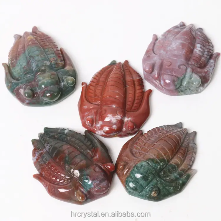Customized Crystal Crafts Handmade Indian Agate Trilobite Carving Crystal Animals Figurines