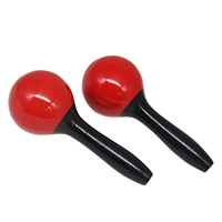 Maracas rouges brillants avec poignées noires, bords lisses, finition découpée au laser pour un son clair