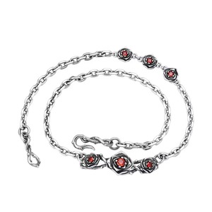 Wholesale S925 <b>Silver</b> Trendy Retro Fashion <b>Necklace</b> for Women Link Chain with <b>Rose</b> Flower and Zircon Stone - Product Image 5