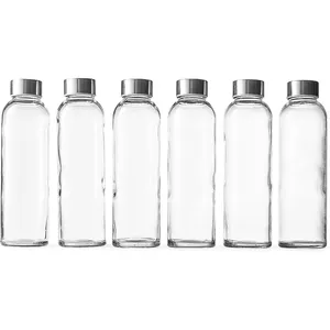 Storing Beverages Juice Smoothies 18oz Glass Water Bottles With Sleeves and Stainless Steel Lids