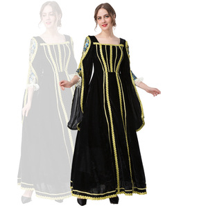 Vestido Medieval Europeo para Mujer, Disfraz de Princesa de Terciopelo Negro, Cosplay, Actuación Teatral, Disfraz de Fantasía - Product Image 1