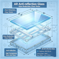 Écran d'affichage LED transparent pour vitrine, équipement publicitaire de haute luminosité, verre anti-reflet AR, IP66, vente en gros