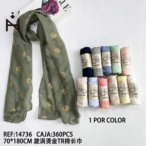 Sciarpa Lunga in Cotone 70x180cm con Stampa a Spirale in Lamina d'Oro, Accessorio di Moda - Product Image 3