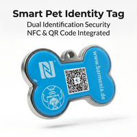 Etiquetas NFC para Mascotas y Etiquetas RFID para Perros con Diseño Mini, Marco Metálico Impermeable para Todas las Tallas de Mascotas
