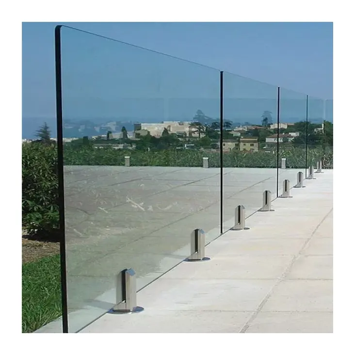 Sistema de trilhos de varanda para cerca de vidro exterior de vidro temperado de segurança de construção 12 mm