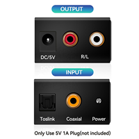 Adaptador Convertidor de Audio Digital a Analógico SY RCA Óptico Toslink Coaxial con Cable Óptico Decodificador 5.1 de Audio Mp3 para Coche