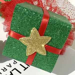 Çocuklar için noel hediyesi Hairband sevimli çocuk dantel yay saç aksesuarları kızların kırmızı yeşil noel kutusu kafa bandı