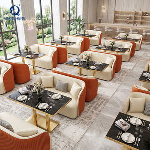 Ensemble de mobilier commercial OEM en gros pour café, bar, <span class=keywords><strong>restaurant</strong></span> de hamburgers, club, café : canapé métallique, chaise, banquette et table - Product Image 1