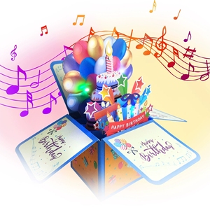 Bougies soufflantes musique d'anniversaire lumières clignotantes colorées boîte en trois dimensions affichage de carte de voeux carte de voeux d'anniversaire - Product Image 5