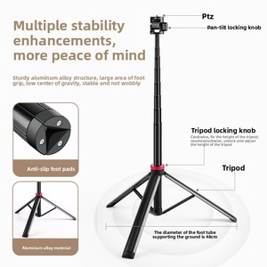 Kdbao 2m Support de Téléphone Portable Rétractable en Alliage d'Aluminium, Trépied Portable pour Lampe COB et Perche à Selfie - Product Image 4
