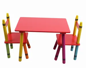Toffy & Friends 나무로 되는 아이 크레용 테이블과 의자 세트 3 의 테이블 쓰기 테이블 아이 가구 세트를 하는