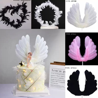 Décoration de gâteau en plumes d'ange et de diable, grande aile, carte, ornement, accessoire, fête d'anniversaire, table de dessert, scène