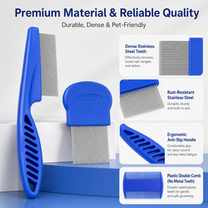 Peigne anti-poux professionnel sur mesure en gros, en acier inoxydable et plastique, à dents fines, pour le toilettage des animaux - Product Image 5