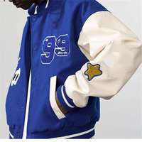 Blouson universitaire en cuir anti-bactérien écologique, coupe hip-hop, avec broderie chenille personnalisée sur le devant, coupe-vent, style baseball