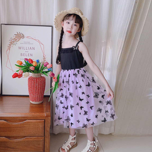Nuovo 2024 Abito Estivo <span class=keywords><strong>da</strong></span> Principessa con Gonna in Rete per Bambine, <span class=keywords><strong>Vestito</strong></span> con Bretelle e Ricamo a <span class=keywords><strong>Farfalla</strong></span> per Bambine Piccole - Product Image 4