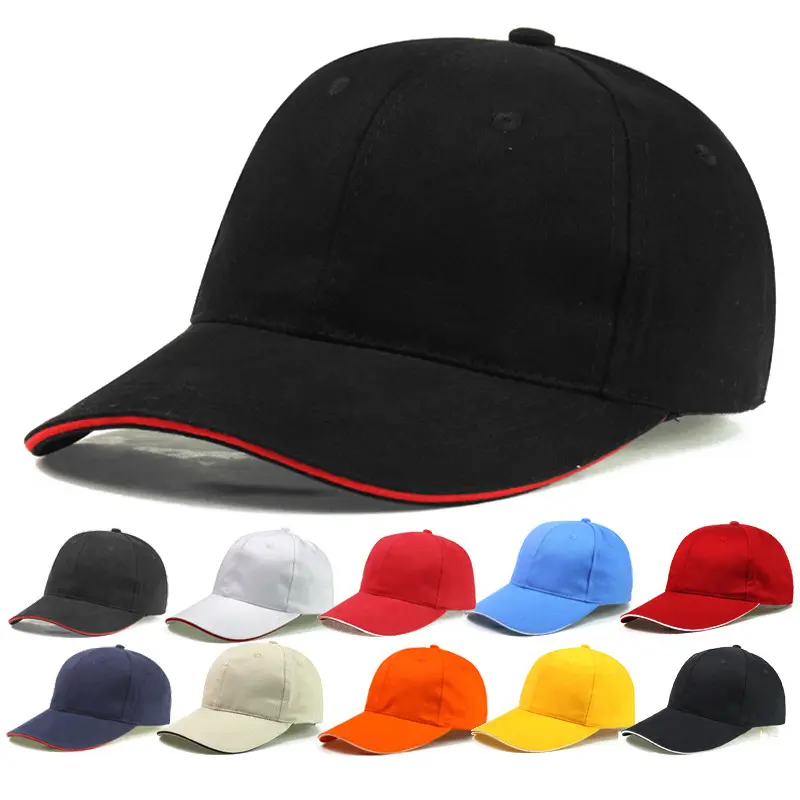Custom Logo Cheap Advertising Gorras 6 Panels Polyester Cotton Sandwich Brim Baseball Caps Campaign Hat Promotional Election