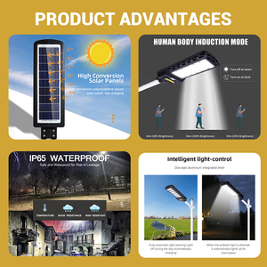 Precio al por mayor ABS IP65 Carretera al aire libre 100W 150W 200W 250W 300W Luz de calle solar led todo en uno integrada - Product Image 3