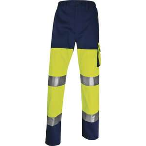 DELTA PLUS-Pantalones de trabajo de poliéster/algodón, color amarillo-Azul marino, de alta visibilidad, estilo panostyle, de alta visibilidad, de color amarillo fluorescente - Product Image 1