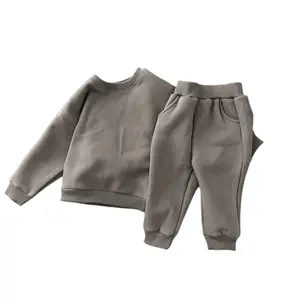 2023 girls clothing sets toddler jogger kids boutique fleece-lined tracksuit thicken thermal kids sweatpants and sweatshirt set