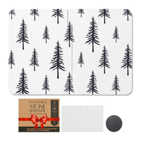 Tapis de bain en pierre CC pour Noël, super absorbant, grand tapis de salle de bain noir et blanc pour décorations de Noël