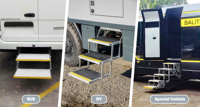 Marchepied électrique triple pliable 2026 pour camping-car, caravane, fourgonnette et bus avec éclairage LED