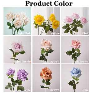 Hoa hồng giả làm thủ công chất lượng cao, đầu lớn, chất liệu latex, màu trắng hồng xanh, dùng cho đám cưới, ngày của mẹ, trang trí nhà cửa - Product Image 5