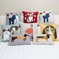 Housse de coussin décorative moderne et minimaliste pour canapé, chambre et décoration intérieure, avec broderie motif chien et serviette