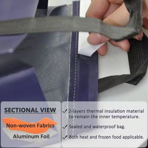 Insulated <b>Cooler</b> Bag Non Woven PP <b>Material</b> Coffee Pizza Takeaway Tote with Handle Thermal and Waterproof Reusable Stock - Product Image 3