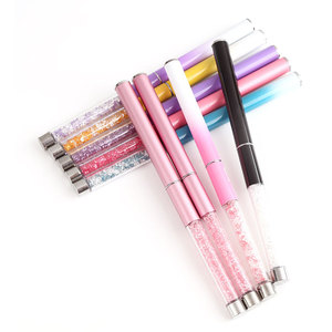 Oval Metal Handle Crystal Rhinestone UV Gel Carving Pen Brush <b>Liquid</b> Powder DIY <b>Nail</b> Drawing Tool - Product Image 4