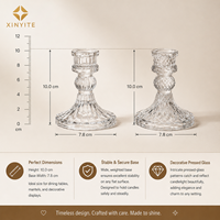 Élégants chandeliers en verre taillé, deux motifs, supports à bougies en verre transparent pour centre de table de fêtes et banquets
