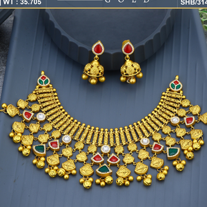 Collier de mariée traditionnel en or avec boucles d'oreilles Jhumka de créateur, bijoux ethniques, accessoires élégants pour femmes, collier culturel - Product Image 2