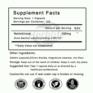 Capsules de Nattokinase à Marque Blanche OEM 2000FU, Fabricant Personnalisé avec Logo pour la Santé Cardiovasculaire, Végétalien, Sans OGM, Sans Gluten - Product Image 2