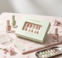 Boîte cadeau en carton personnalisée avec fenêtre et ruban, idéale pour l'emballage de faux ongles et les produits cosmétiques, vente en gros