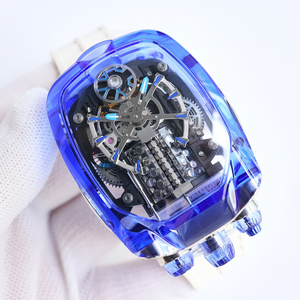 2025 Hot Selling Blue Transparent Case Rubber Strap Mechanical <strong>Watch</strong> Casual Business <strong>Watch</strong> <strong>Watch</strong> for Men - Product Image 1