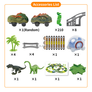 Pista de carreras flexible de coche de riel de dinosaurio <span class=keywords><strong>el</strong></span>éctrico ensamblado de 233 piezas con figuras de dinosaurio - Product Image 6