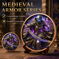 Pièce de monnaie en cuivre pur 999 de 5 oz, plusieurs styles, colorée UV, série Armure Médiévale en relief, édition collector 3D UV