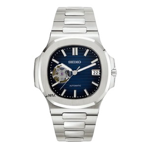 Montre de luxe sportive avec mouvement mécanique NH38, résistante à l'eau, cadran ajouré de 41 mm, bracelet en acier inoxydable et affichage à aiguilles - Product Image 4