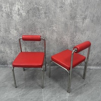 Chaise en cuir en acier inoxydable personnalisable de style industriel avec dossier meubles de restaurant de café en gros