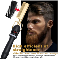 Brosse à cheveux électrique professionnelle 3-en-1, peigne chauffant avec écran LCD, lisseur ionique pour cheveux secs et humides
