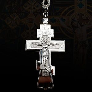 Colar pingente ortodox cruz, corrente peitoral católica religioso com corrente de 1.2 <span class=keywords><strong>m</strong></span>, plantio de prata - Product Image 4