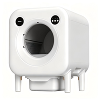 Bac à litière intelligent pour chat en ABS+PP blanc avec interphone vocal IA, surveillance vidéo, nettoyage automatique, capacité 70L, anti-odeurs