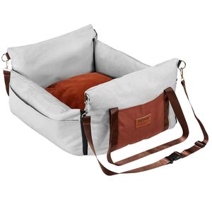 DB gros petit chien rehausseur siège de voiture gris jusqu'à 25lb solide motif carré en matériau Oxford - Product Image 1