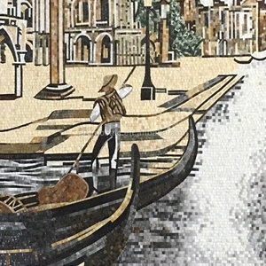 Paisaje acuático de Venecia cortado a mano estilo europeo costumbres culturales mosaico Mural vidrio Oficina pared decoración barquero arte mosaico rompecabezas azulejos - Product Image 2