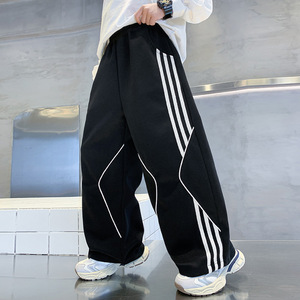 <span class=keywords><strong>Pantaloni</strong></span> Sportivi Autunno/Primavera per Ragazzi 2025 Nuova Collezione Taglie Grandi Larghi <span class=keywords><strong>Pantaloni</strong></span> Dritti Sportivi con Rivestimento in PU e Stampa Digitale - Product Image 1