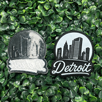Patch brodé vintage de 3 pouces avec l'image du paysage urbain de Detroit, souvenir touristique, badges thermocollants pour sacs