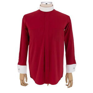 Fabricant OEM 100% coton Logo personnalisé à manches longues violet étiquette col poche français manchette clergé chemise pour homme ministres prêtre - Product Image 3