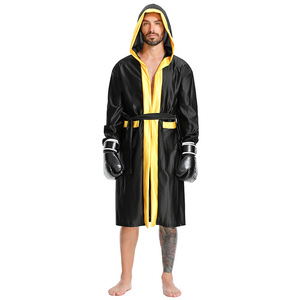 Disfraz de Halloween para Hombre Adulto XJ, Traje de Boxeador, Chaqueta con Capucha Negra, Pantalones Cortos Deportivos - Product Image 4