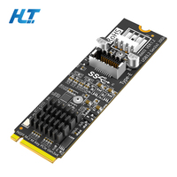 بطاقة توسعة M.2 NVMe Key-M إلى USB 3.2 من النوع E بسرعة 20 جيجابت في الثانية مع شريحة ASM3242 ومحول للوحة الأمامية USB-C مع مصدر طاقة SATA