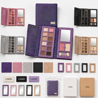 Étui de rangement pliable en PVC pailleté de haute qualité pour maquillage, palette de fards à paupières vide avec miroir, logo personnalisé, vente en gros ODM