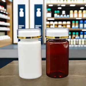 Ilaç 80ml 100ml PET kahverengi beyaz hap ilaç vidalı kapak konteyner Tablet kapsül flakon şişe